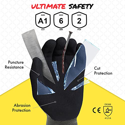 Quest Protective Apparel Cut Resistant Work Gloves (ANSI A1) – Lightweight Gloves for Gardening, DIY, Mechanical & General Handling – Breathable Grip Gloves for Men & Women – Small, Pack of 3 - size: Small, style: Pack of 3