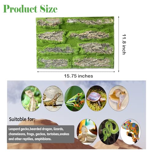kathson Reptile Cork Terrarium Background Decor Climbing Mat Habitat Fitting Bark Backdrop Wall Artificial Moss for Lizard Gecko Bearded Dragon Chameleon(3 Pcs)