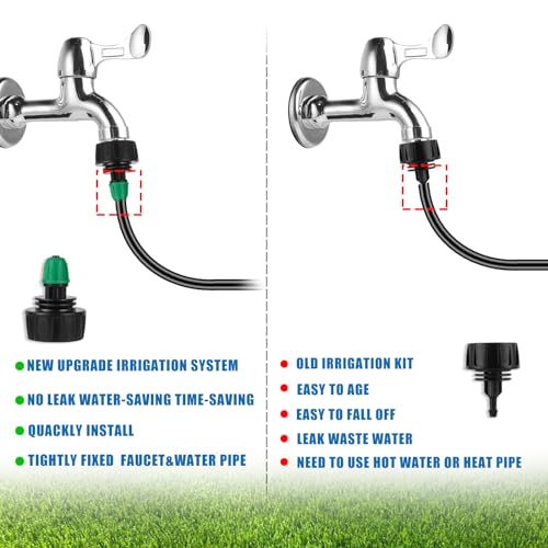 Misting Cooling System Greenhouse Misting System Automatic Garden Watering System Lock Barbed Drip Irrigation System with 1/4 inch Irrigation Tubing Mister for Patio Greenhouse Garden,Lawn. - size: Medium Drip Irrigation Kit