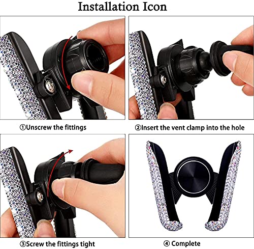 SUNCARACCL Pink Bling Car Phone Holder Diamond Car Vent Phone Mount - color: Pink
