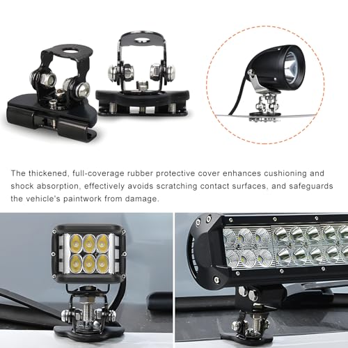 2 PCS LED Light Bar Mounting Brackets, Adjustable Car Pillar Hood Lamp Mount Holder with Hex Wrenches, Universal Work Light Bar Fixing Bracket for Off-Roads Trucks SUVs (Black) - color: Black