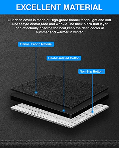 Autorder Dashboard Cover Mat for 2018-2024 Chevrolet Traverse Accessories Dash Cover Flannel Dash Mat Sunshade Glare UV Rays Protector - size: Black 18-24 Traverse