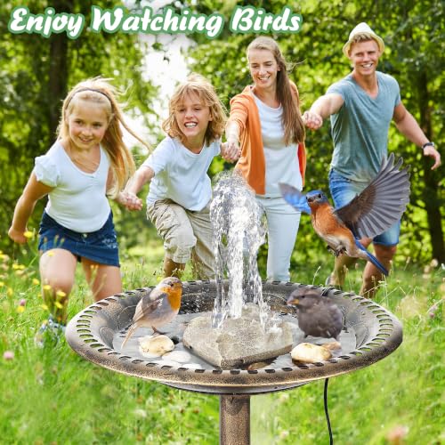 Saillong Bird Bath Water Fountain with Electric Pump, Granite Air Pump Rock for Bird, Rock Waterfall Fountain, Feeder, Aquariums, Fish Tank (Beige) - color: Beige