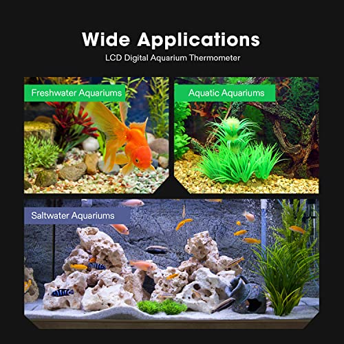 VIVOSUN 4-Pack LCD Digital Aquarium Thermometer Fish Tank Water Terrarium Temperature with Suction Cup for Turtle - size: 4 packs