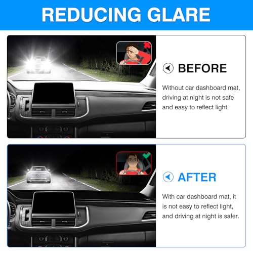 Autorder Dashboard Cover Mat for 2021-2024 Chevrolet Suburban/Tahoe/GMC Yukon Accessories Dash Cover Flannel Dash Mat Sunshade Glare UV Rays Protector (Not for Yukon Denali) - size: Black 21-24 Tahoe/Suburban