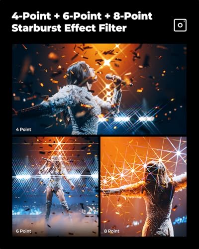 K&F CONCEPT 52mm Star Filters Kit 3pcs 4+6+8 Points Starburst Filters Set - size: 52mm