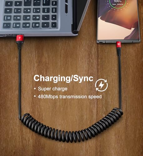 USB to USB C Cable Fast Charging 3ft, 2Pack Coiled USB C Charger Cable - color: Red, size: 3FT