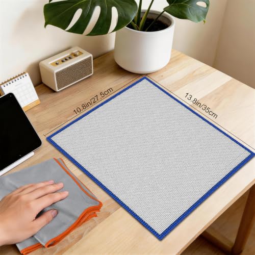 Puomue 12 Pack Microfiber Glass Cleaning Cloth, 320GSM Thick Lint Free Glass Towels, Reusable Window Cleaning Cloth for Windshields, Lenses, Glasses, Mirrors & Windows, Polishing Silver, 13.8" x 10.8"