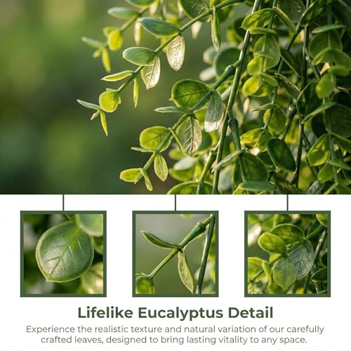 4 Pack Artificial Eucalyptus Hanging Plants 30 Inches UV Resistant Plastic Decor for Indoor Outdoor Walls, Weddings, Patios, Porches