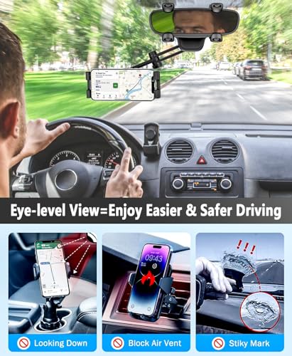 Rearview Mirror Tablet Mount for Car Truck- Rotatable & Retractable