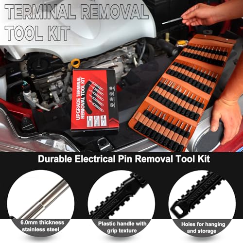48 Pcs Terminal Removal Tools with Leather Case, Depinning Tool Kit - color: Black