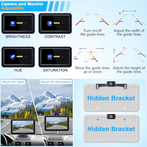 HD 1080P 7 Inch Wireless Backup Camera for Truck: 15-Min Easy to Install - size: 7'' + License Plate Camera