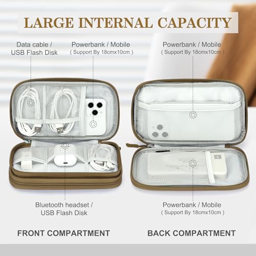FYY Electronic Organizer, Travel Tech Pouch Bag, Medium, Brown - color: Brown, size: 8.3 x 5 x 2.6 inches