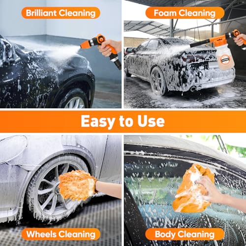 16 IN 1 Car Wash Foam Gun, Foam Cannon for Car Cleaning/Garden - color: Orange