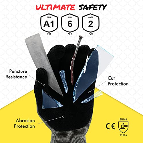 Quest Protective Apparel Cut Resistant Work Gloves (ANSI A1) – Lightweight Gloves for Gardening,DIY, Mechanical & General Handling – Breathable Grip Gloves for Men & Women – Medium, Pack of 3 - size: Medium, style: Pack of 3
