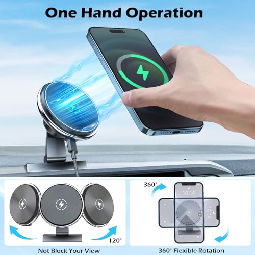 15W Wireless Charging Phone Mount Compatible with Toyota Tacoma 2016-2023 - style: Magnetic Charge