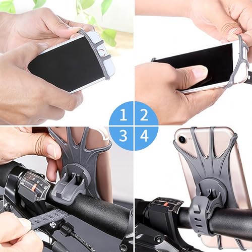 Gray Bicycle Phone Mount – Universal 360° Handlebar Holder for Motorcycles & Bikes - color: Gray