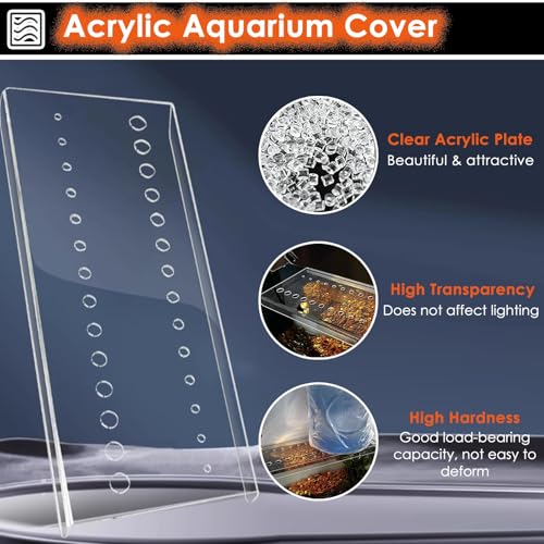 Acrylic Aquarium Anti-Jump Cover, Cat-Proof Terrarium Lid, Fish Tank Hood with Hole, Fits 8-20 Inch Tanks (L40xW20cm/15.7x7.9in) - Durable & Secure Top Mount Design - size: L35xW25cm/13.8x9.8in