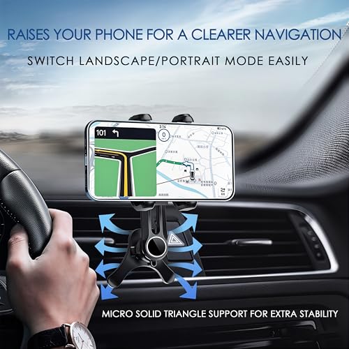 Car Vent Phone Mount with Swing Arm, Air Vent Clip Car Holder with Metal Hook, Cell Phone Holder for Your Car, Universal No-Blocking Hands-Free Cases-Friendly, for 4.7-6.9" Smartphone (Black)