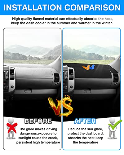 Autorder Dashboard Cover Mat Fit for 2005-2021 Nissan Frontier/2009-2012 Suzuki Equator Accessories Dash Cover Flannel Dash Mat Sunshade Glare UV Rays Protector - size: Black 05-21 Nissan Frontier