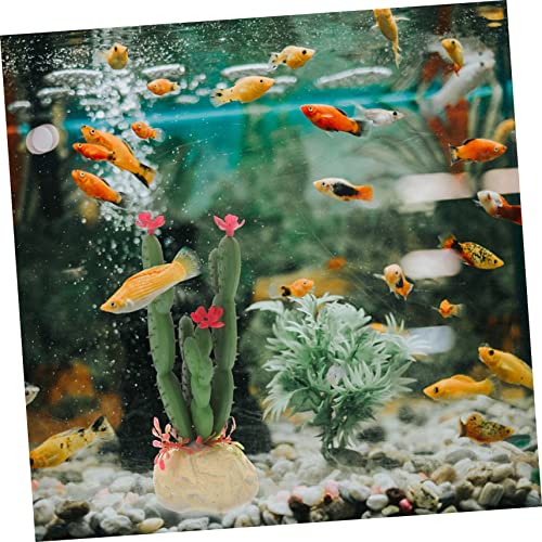 Artificial Plastic Cactus Plant for Fish Tank Decoration Vivid Aquarium Ornament Soft Fade Resistant Succulent Model Easy Care No Light Needed Aquarium Enthusiasts