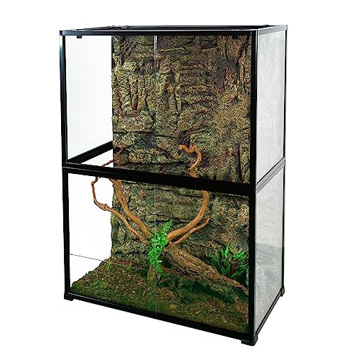 REPTIZOO 135 Gallon Glass Reptile Terrarium Tank, 36" x 18" x 48" Wide & Tall Reptile Terrarium, Chameleon Cage with Sliding Front Door Top Screen Ventilation, Easy Assembly - size: 36" x 18" x 48"