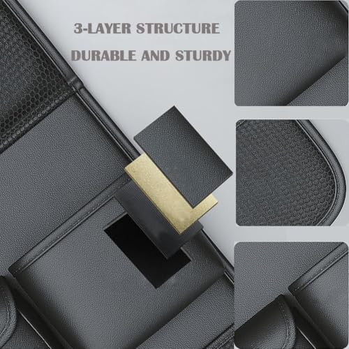 2 Pack Leather Car Backseat Organizer with Foldable Table Tray, Universal Car Seat Back Protector Kick Mat with Touchscreen Tablet Holder, Storage Pockets, Cup Holders & Tissue Holder, Black - color: Black