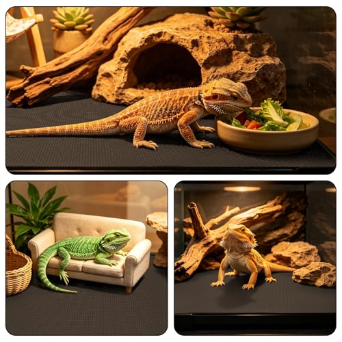 24"x60" Bearded Dragon Tank Accessories Reptile Mat 40 Gallon, Non-Slip Reptile Tank Liner with 4 Carpet Corners, Reusable Bearded Dragon Tank Flooring for Bearded Dragon, Leopard Gecko,Lizard