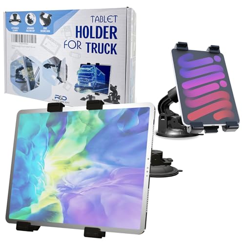 Heavy Duty Tablet Mount Truck, Car Tablet Holder for Dashboard and Windshield, iPad Holder Car Suction Mount up to 12.9",and for iPad, Galaxy Tab