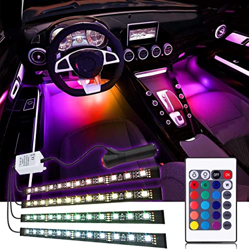 4PCS 48 LED Car Interior Lights, RGB Under Dash Lighting Kit - color: Multi-Color 48 Lights