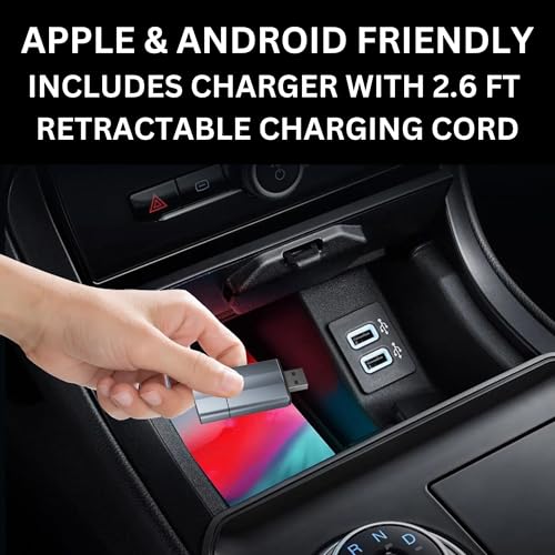 Wireless Car Play Adapter - Convert Wired to Wireless for iPhone & Android | Car Play for Vehicles 2017+ | Bluetooth Connection | Hands-Free Control | Charger with 2.6 ft. Retractable Charging Cord