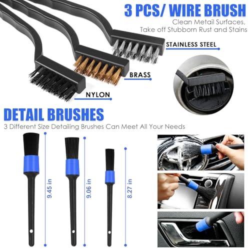 18PCS Car Cleaning Kit, Car Interior Detailing Kit with Blue High Power Handheld Vacuum, Detailing Brush Set, Windshield Cleaner, Cleaning Gel, Complete Auto Accessories for Men, Women - color: Blue