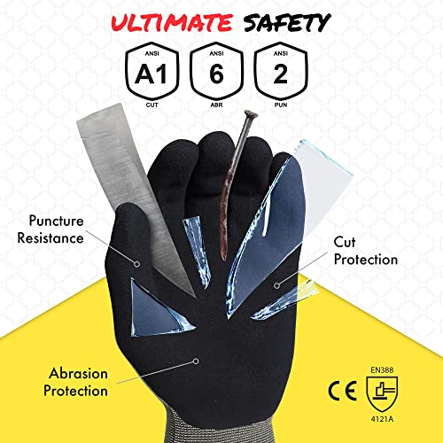 Quest Protective Apparel Cut Resistant Work Gloves (ANSI A1) – Lightweight Gloves for Gardening,DIY,Mechanical & General Handling – Breathable Grip Gloves for Men & Women – X-Large,Case of 72 - size: X-Large, style: Pack of 72