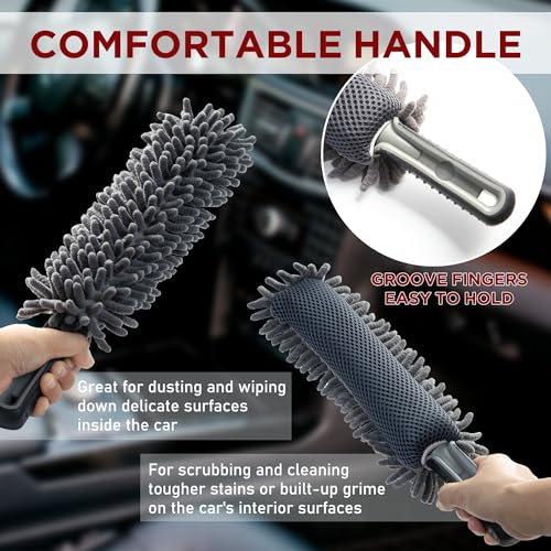 TAKAVU Car Duster Interior, Double-Sided Microfiber, Comfort Handle - size: Microfiber Mesh