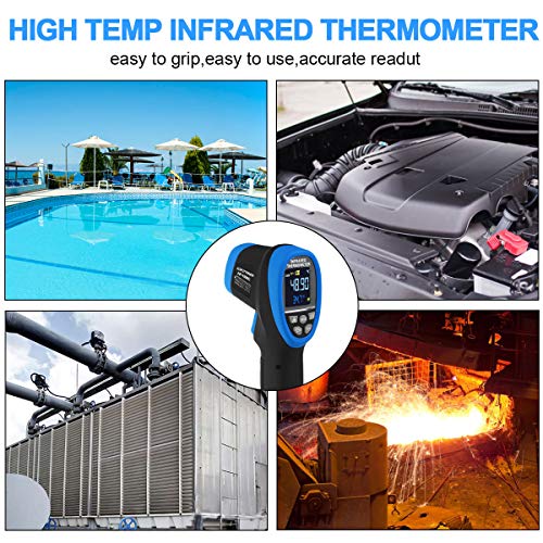 High Temp Thermometer Pyrometer -58℉- 2732℉,Dual Laser Industrial Pyrometer 30:1 Non Contact Digital Thermometer Gun with Large LCD Color Display Blacklight and Flashlight, Adjustable Emissivity - color: Colorful LCD AP-1500C