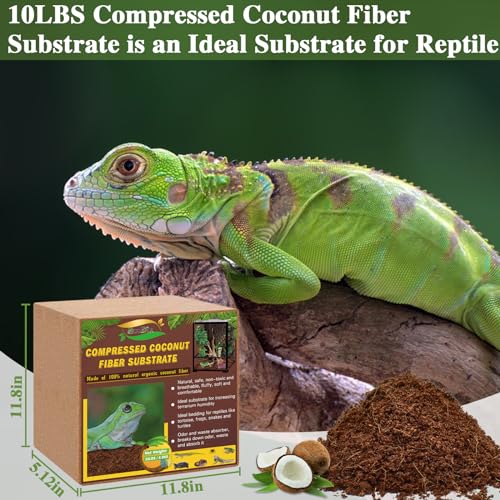 ZeeDix 10LBS Coconut Fiber Substrate, 100% Organic Coconut Husk Coco Coir Brick Terrarium Bedding for Reptiles, Tortoise, Bearded Dragon, Leopard Gecko, Snake, Hermit Crabs, Frogs, Tarantula - color: 1pcs-10lbs