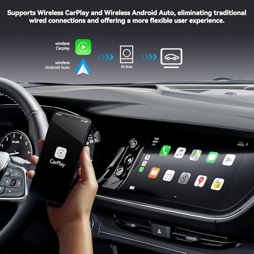 Wireless CarPlay Adapter, Carplay Ai Box Wireless Carplay & Android Auto, WiFi Bluetooth and HDMI Output, Only for Cars with Wired CarPlay &Wired Android Auto