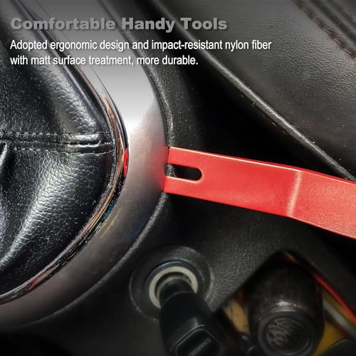 GLK Auto Trim Removal Tool Set, 5pcs Plastic Pry Tool Kit, Auto Trim Tool, Prying Tool, Car Door Panel Clip Revmoal Tool, Fasteners Remover, red - color: Red