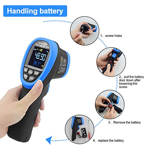 High Temp Thermometer Pyrometer -58℉- 2732℉,Dual Laser Industrial Pyrometer 30:1 Non Contact Digital Thermometer Gun with Large LCD Color Display Blacklight and Flashlight, Adjustable Emissivity - color: Colorful LCD AP-1500C