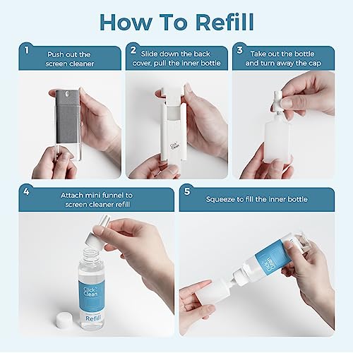 CLICK CLEAN Screen Cleaner Kit, 4 Cleaning Sprays with 4 oz Refill - size: 4 L126T Screen Cleaner Refill Kits