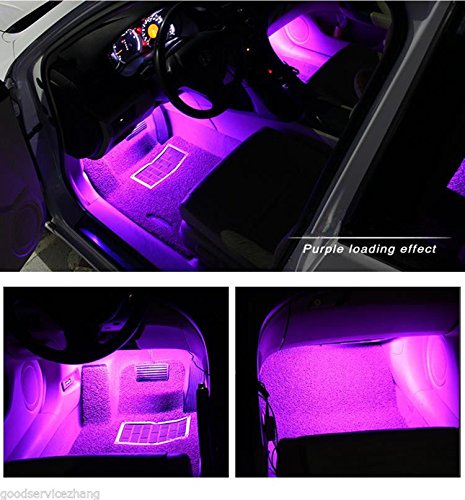 4PCS 48 LED Car Interior Lights, Pink Under Dash Light Kit - color: Pink 48 Lights