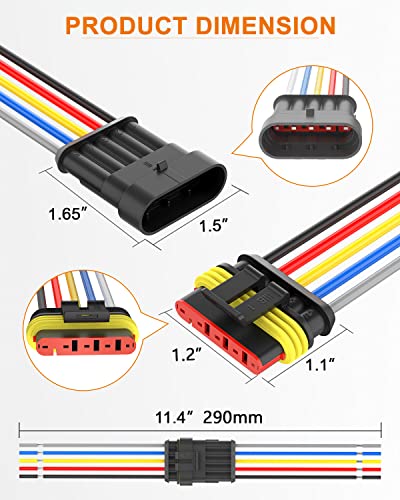 NAOEVO 5 Pin Connector Waterproof, 16 AWG 5 Wire Connectors, 6 Kits - size: 5 Pin