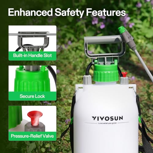 VIVOSUN 2.1 Gal/8L Pump Sprayer, Garden Water Sprayer for Plants, Weeds & Lawn Care, with 3 Nozzles, 50'' Long Hose & Pressure Relief Valve - size: 2.1 gal