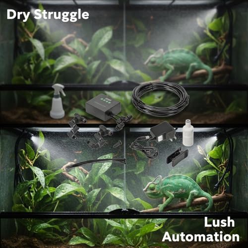Generic Reptile Humidifier With Smart Timer, 360° Dual Nozzles, Self-Priming System, Automatic Mister, Rainforest Spray Kit With Us Plug, For Plant Terrariums