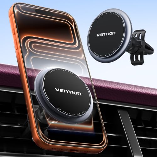 VENTION Car Vent Phone Mount for MagSafe, Strong Magnetic Car Phone Holder with Shock Absorption & Scratch Prevention, 360° Rotatable Auto Phone Mount for iPhone 17/16/15/14Pro Max, Galaxy, Google