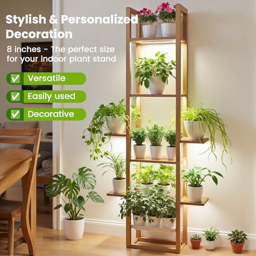 Kullsinss 8 inches LED Grow Light Strips, Full Spectrum Grow Lights for Indoor Plants with 6/12/16H Timer, 5 Dimmable Levels, Plant Light for Seedling Succulent, Ideal for Plant Shelf (4 Strips*2pcs) - size: 2 Pack