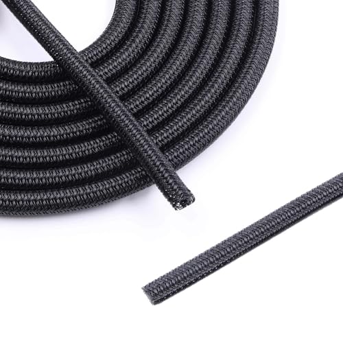 1/4" - 10Ft Split Braided Cable Sleeve, Wire Loom Tubing, Black - size: 1/4" - 10Ft