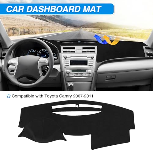 Cartist Dash Cover for Toyota Camry 2007 2008 2009 2010 2011 Dashboard Cover Mat Non-Slip Pad Carpet Sunshield Protector - color: 3)07-11 Camry(Black)