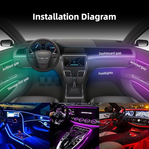 256 RGB Colors Car-Ambient-Lighting-Kit,Interior Car LED Strip Light Modes