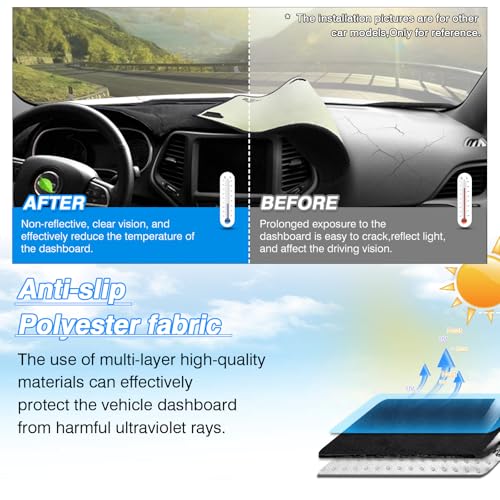 Cartist Dash Cover for Toyota Camry 2007 2008 2009 2010 2011 Dashboard Cover Mat Non-Slip Pad Carpet Sunshield Protector - color: 3)07-11 Camry(Black)